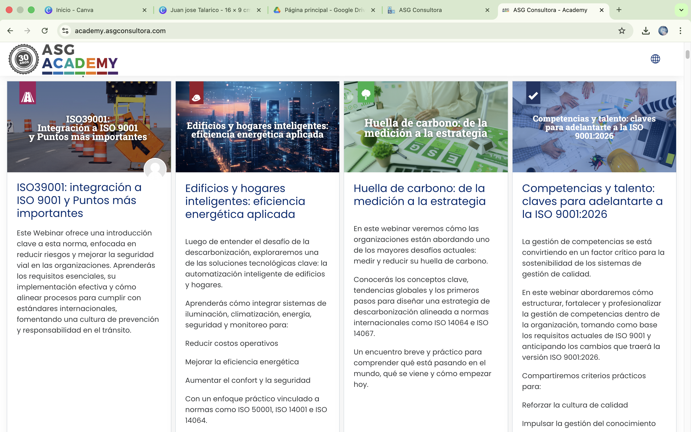 Catálogo de cursos ASG Academy