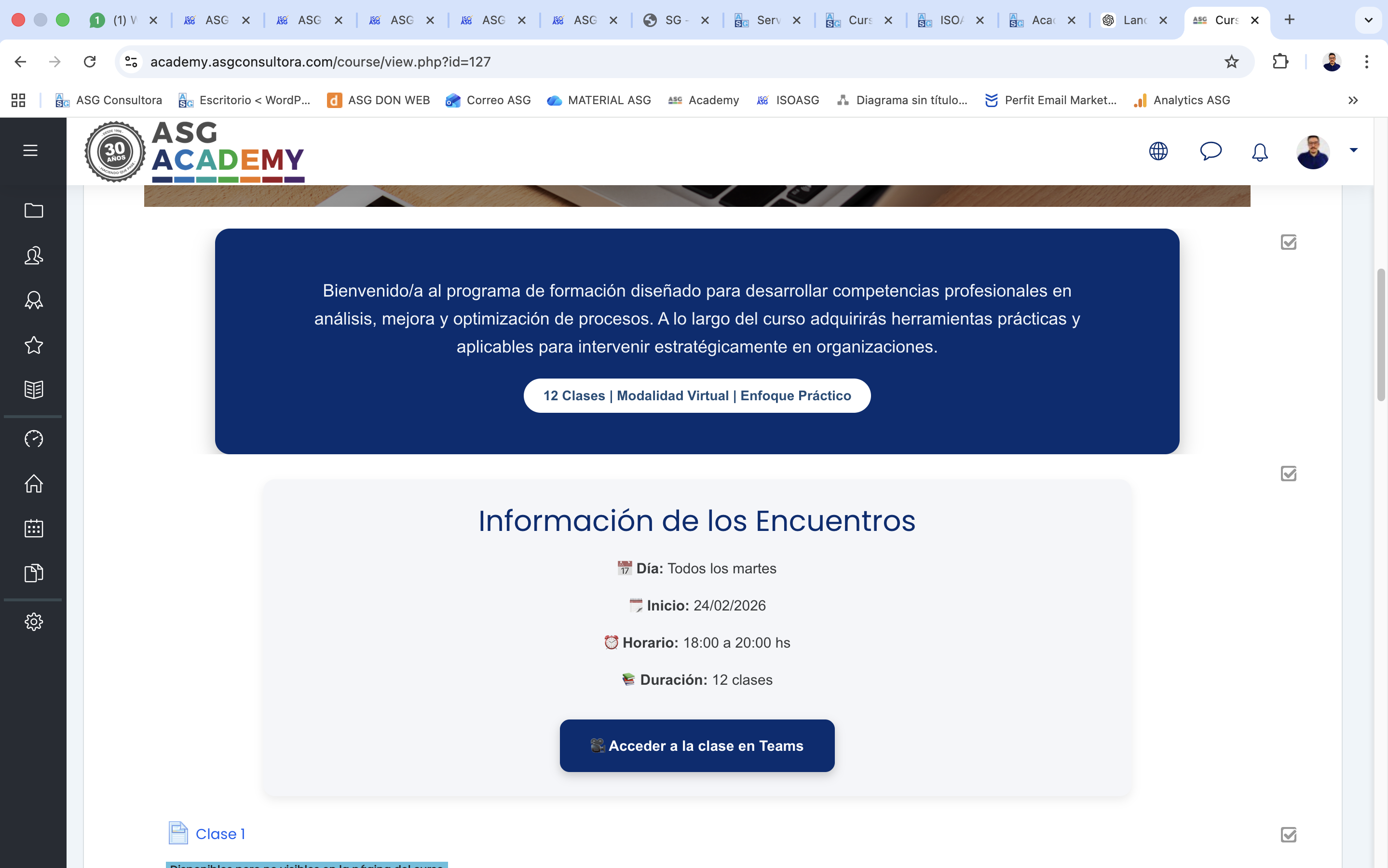 Aula virtual ASG Academy